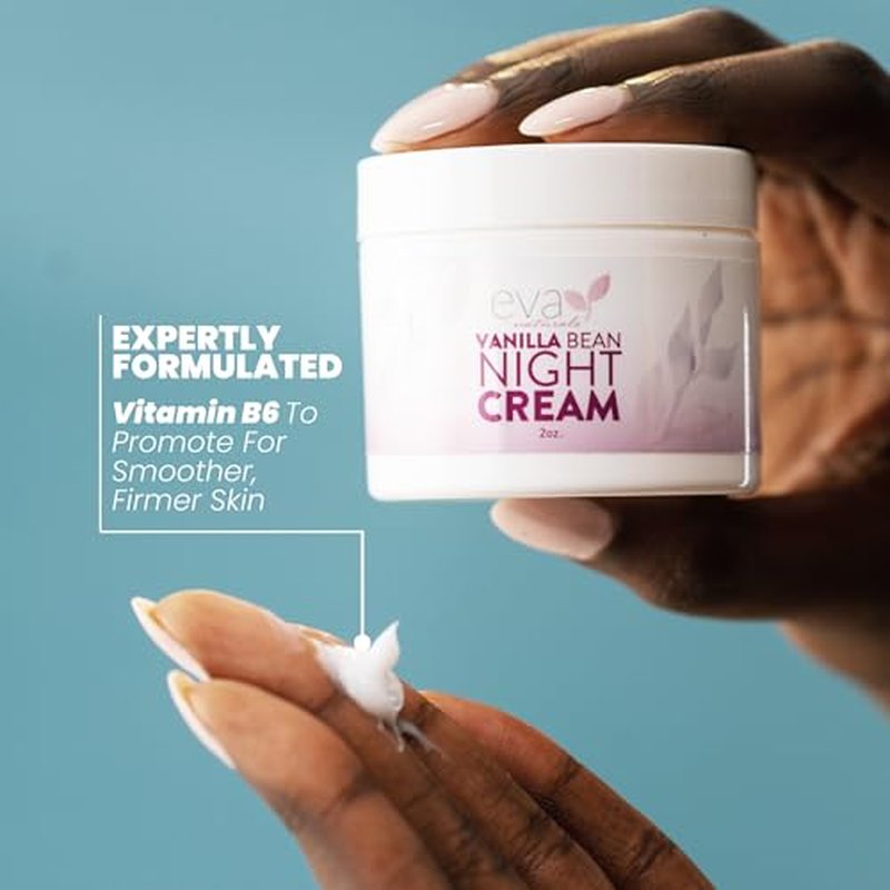 Eva Naturals Vanilla Bean Night Cream ? Overnight Face Moisturizer with Vitamin E, C, B Complex & CoQ10 ? Anti-Aging Facial Lotion with Green Tea & Shiitake ? Hydrating Cream for Renewed, Smooth Skin