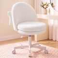 Velvet Tall Office Chair with Wheels & Bow Lumbar Pillow - Tv-Cream / Metal Variation