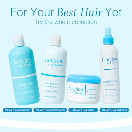 Function of Beauty Straight Hair Shampoo - Sulfate-Free Shampoo Gently Cleanses & Hydrates for Sleek Straight Hair - Lightweight & Hydrating with Coconut Water- Hair Care Products