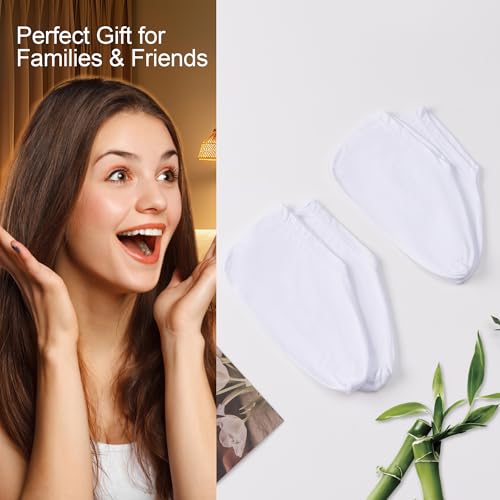 Moisturizing Spa Socks for Men & Women - Silky Soft Bamboo Rayon, 12 Pairs White One Size
