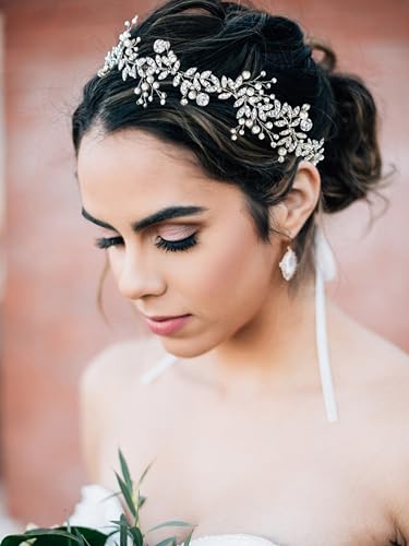 Silver Bridal Headpiece Headband for Wedding Hair Accessories - SWEETV