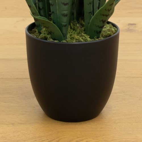 Artificial Snake Plant with Black Planter - Realistic 35-inch Faux Indoor Decor
