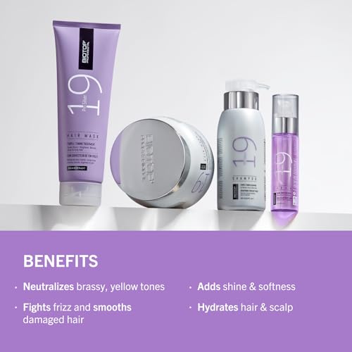 Biotop Professional 19 Pro Silver Purple Shampoo 8.45 oz - Neutralize Brassy Tones for Blonde & Bleached Hair