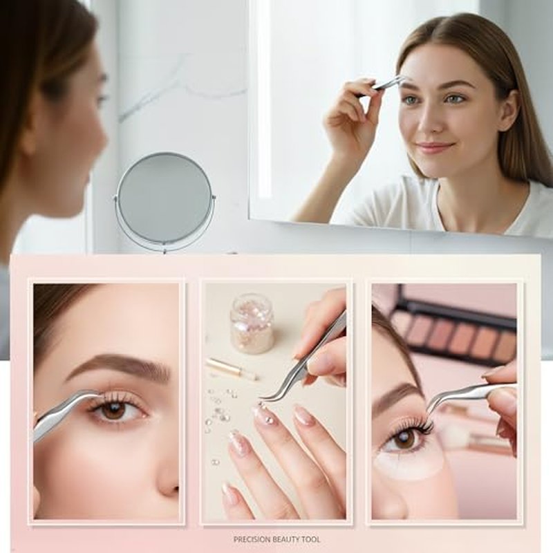 4in1 Precision Stainless Steel Tweezers For Eyelash Extensions, Hair Eyebrow Remove, Blackhead removal