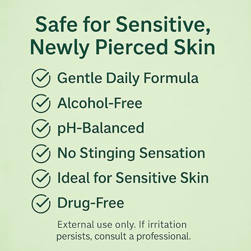 WACAN Gentle Daily Piercing Solution 4oz Pack of 2 - Soothing Saline Rinse for Sensitive Skin & New Piercings