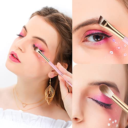 Docolor 15Piece Eye Makeup Brushes Set + 34 Colors Tropical Eeyshadow Palette Pigmented Matte Shimmer Metallic Blendable Soft Cream Powder Makeup Eye Shadow Palettes for Christmas Gift