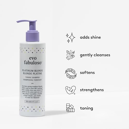 8.4 Fl Oz EVO Fabuloso Platinum Purple Toning Shampoo for Blonde & Grey Hair - Neutralizes Brass, Revives & Cleanses - Variation of THIS listing