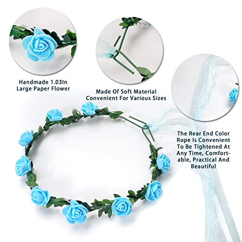 22 Pcs Multicolor Flower Crown Headbands Set - Festival, Wedding, Party Accessories (Variation 22)