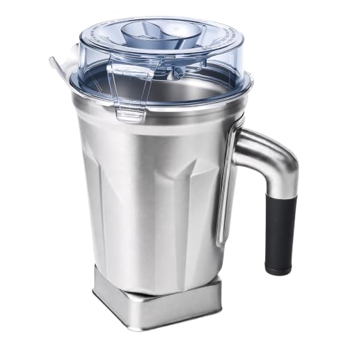 64 Oz Stainless Steel Blender Pitcher with Recognition Chip - Compatible with Ascent & More