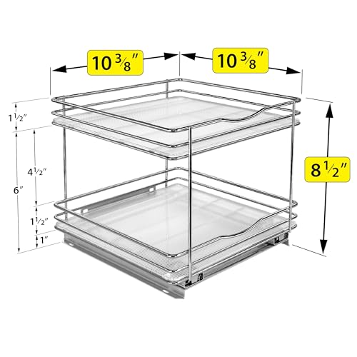 Chrome 2-Tier Pull-Out Spice Rack for Cabinets - 10-1/4 Inch Wide