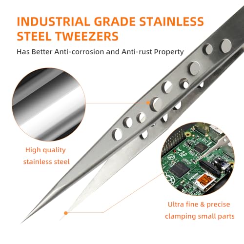 FEITA Precision Tweezer Set - Tweezers for Crafts, Jewelry, Lash Extensions, Electronics & Hobby Tools