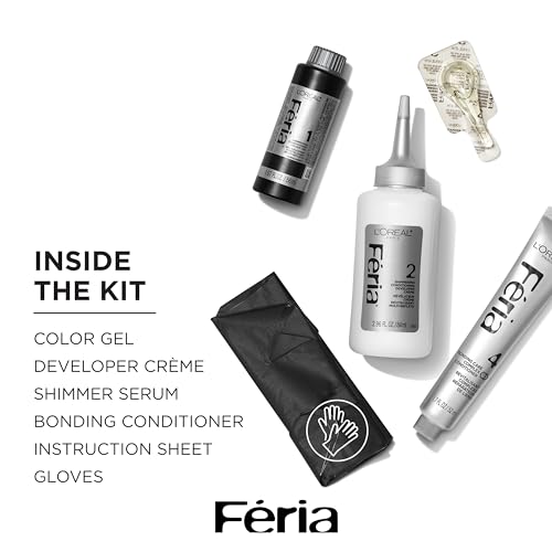 L'Oreal Paris Feria Multi-Faceted Shimmering Permanent Hair Color, B61 Downtown Brown (Hi-Lift Cool Brown), Pack of 1 Hair Dye Kit