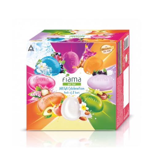 Fiama Gel Bath Bar Mega Celebration Pack – 8 Moisturizing Gel Bars, 125g Each