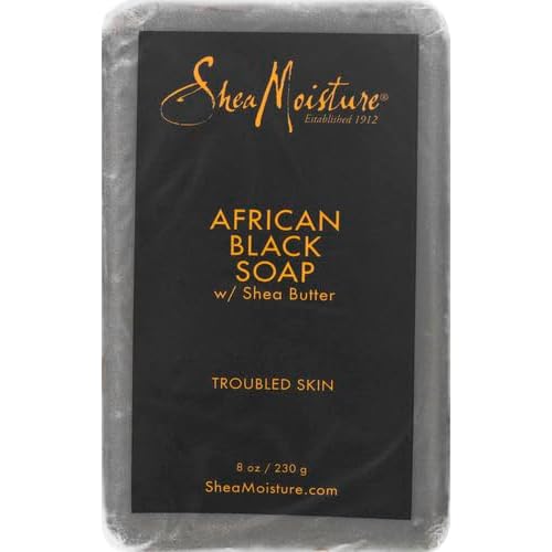 SheaMoisture Bar Soap African Black Soap for Troubled Skin Cleanser with Shea Butter 8 oz (Pack of 2)
