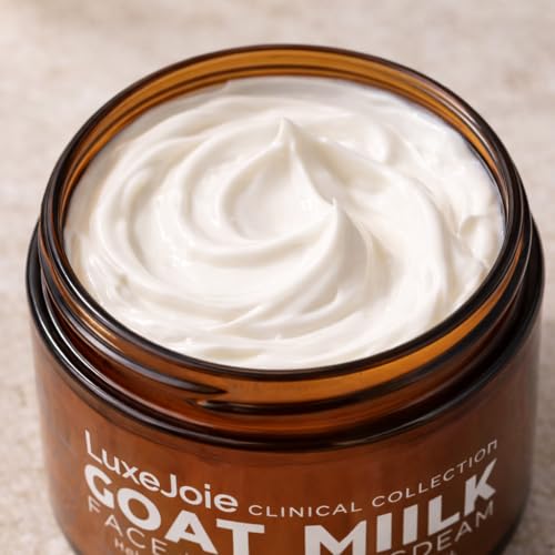 LuxeJoie Goat Milk Face & Body Cream, Fragrance Free Deep Moisturizer for Dry Sensitive Skin, Fast Absorbing Non-Greasy Hydration, 2 oz