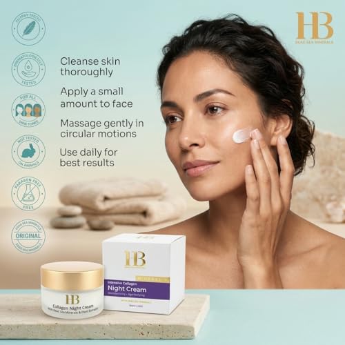 Dead Sea Minerals Collagen Night Face Cream - Hydrating Anti-Aging Moisturizer 50ml