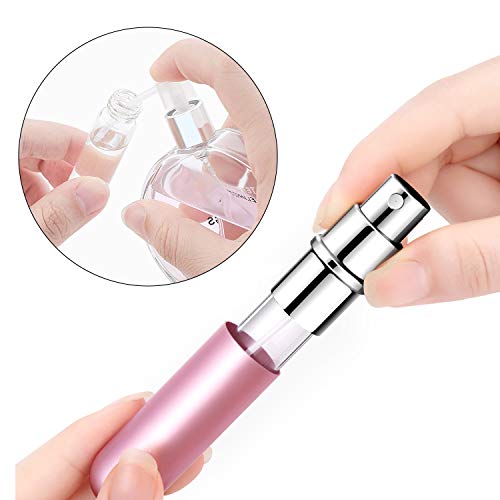 Rocutus 6 Pack Mini Refillable Perfume Atomizer Bottle,Empty Spray Bottle in 5 ml Compatible with 2 Pieces Perfume Dispenser Pump and 2 Funnel Filler for Travel Purse (colorful 2)