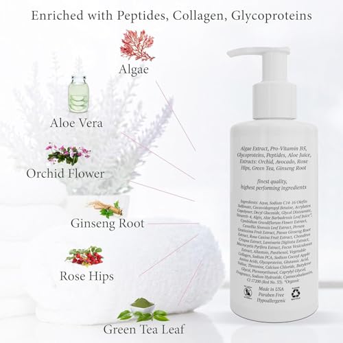 Florencia Botanical Peptide Oxygen Cleanser - Oil-Free Daily Foaming Gel Face Wash for Dry, Oily, or Sensitive Skin - With Peptides, Botanicals, Glycoproteins - Revitalizing Cleanser, 6 oz