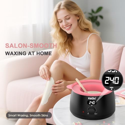 KeShi Waxing Kit Graphite - Digital Wax Warmer with Hard Wax Beads for Full Body & Sensitive Skin