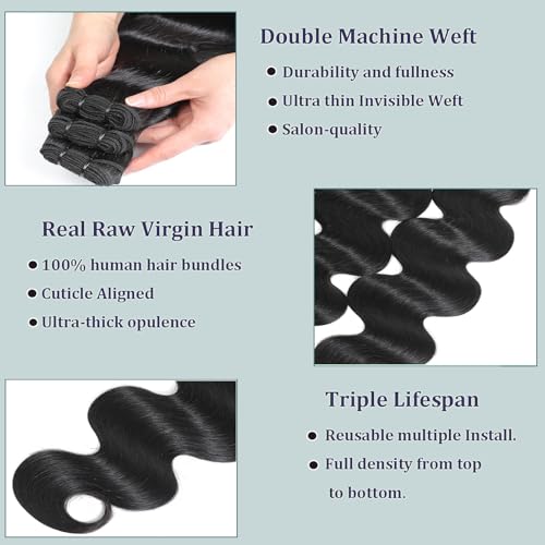 Espive 16A Raw Bundles Human Hair 100g Body Wave 10 Inch Bundles (Unprocessed Brazilian Virgin Hair)