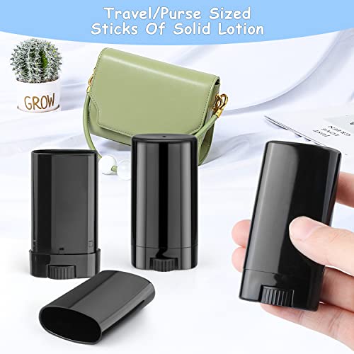 Furnido 15ml Travel Deodorant Containers,Top-Fill,Empty Plastic Oval Lip Balm Tubes for Chapstick,Lip Balm,Lotion Bar Sticks,Salve,Homemade Solid Lotion,Sample Size Deodorant-30 Pack,Black