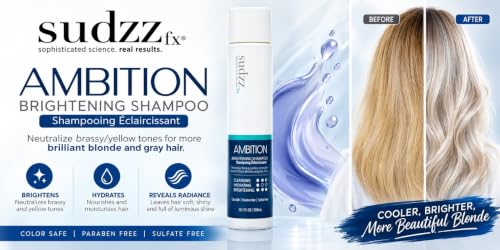 BlondeAmbition Brightening Sulfate-Free Hair Shampoo - Travel Size 10.1 Fl Oz - Safe for Color & Gray Hair - For Men & Women