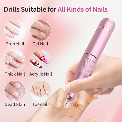 Electric Nail Drill Kit - Rechargeable 38,000RPM Manicure & Pedicure Tool - Purple