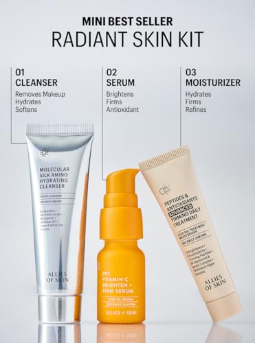 Allies of Skin 7 Days Brightening Skin Care Kit with Vitamin C & Peptides