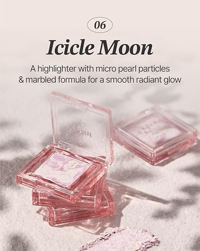 Glint Marble Highlighter Icicle Moon 0.08oz - Korean Makeup, Long-Lasting Glow