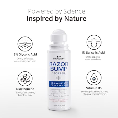 Razor Bumps Ingrown Hair Treatment: 3.38fl.oz Smoothing Solution for Body, Beard & Bikini Area Post Waxing After Shaving Serum for Ingrown Hair & Razor Burn - Women & Men