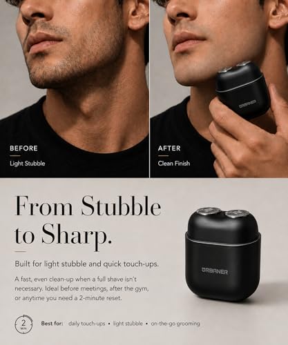 Mini Electric Shaver for Men Portable Travel Razor Dual Rotary Heads Waterproof USB-C Rechargeable