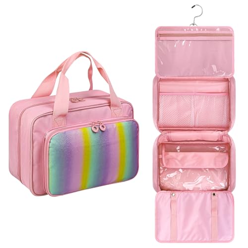 Hair Accessories Organizer for Girls, Hanging Hair Bow Storage Bag for Girls Hair Clips, Travel Organizer With Hair Clips, Headbands, Scrunchies & Ties - Empty Bag (Pink)