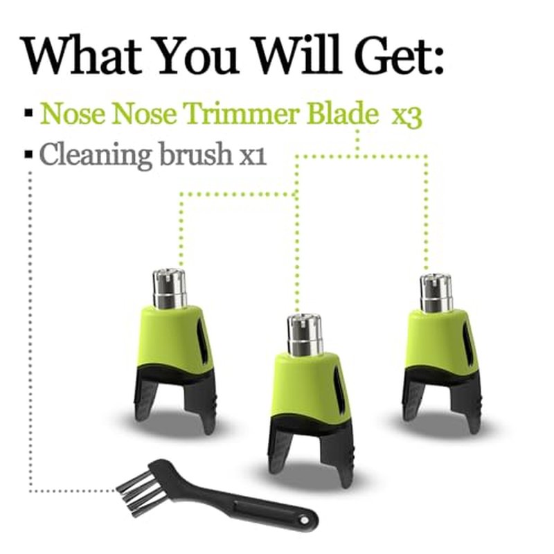 3Pcs Nose Trimmer Replacement Head Attachment for One Shaver Blades QP Series, Professional Stainless Steel Precision Blades, Safe and Efficient Nose & Facial Detail Trimming