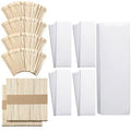 Ireer 1000 Pcs Wax Strips and Sticks Kit 500 Pcs Non Woven Waxing Strips 500 Pcs Assorted Applicator Sticks Soft Wooden Facial Body for Eyebrow Hair Removal Spa Home Women Men Leg