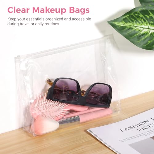 OMISTAR 100 Pcs Clear Cosmetic Bags Bulk,Transparent Zipper Toiletry Pouch Travel Makeup Bags Waterproof Mini PET Cosmetic Organizers for Toiletries for Women Men Travel Vacation