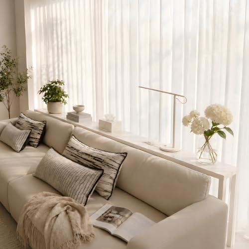118-Inch White Sofa Table Behind Couch with Outlets & Storage - Narrow Console