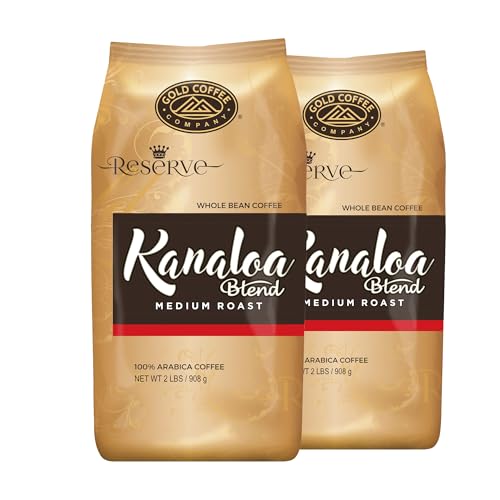 Gold Coffee Co. Kanaloa Blend Whole Bean Coffee 2lb Pack of 2 - Medium Roast