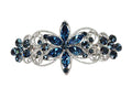 Faship Navy Blue Rhinestone Crystal Floral Hair Barrette Clip for Weddings