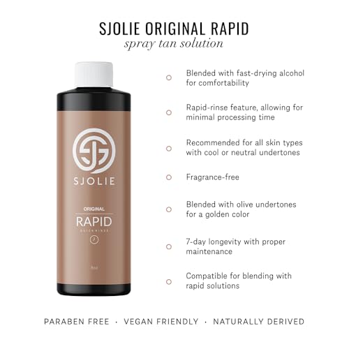 SJOLIE Rapid Spray Tan Solution - 8oz Ultra One Hour Express Tan - Olive Base - Vegan-Friendly, Fast Drying