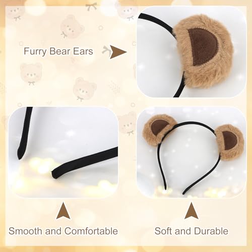 YARIEW 12pc Bear Headbands - Plush Bear Ears Hairbands with Style D