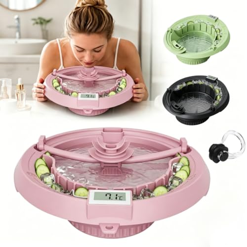 Pink Foldable Silicone Face Ice Bath Bowl with Ice Tray & Breathable Hose - Cool Skincare Tool - Variation of X Pink