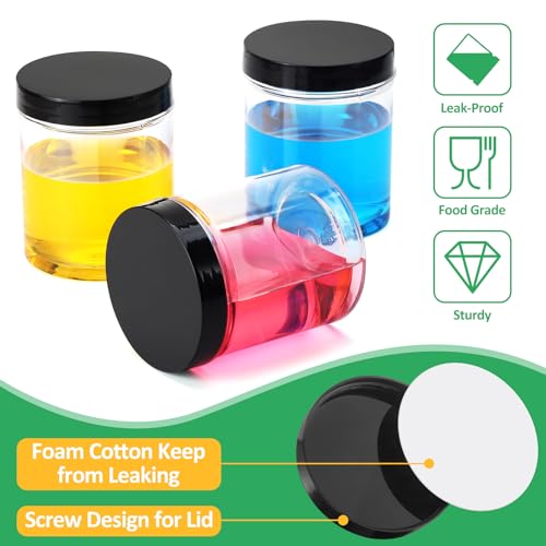 6 OZ Plastic Jars with Lids - Pack of 48 Clear Food-Grade Containers for Storage & Crafting - Variation: Pack of 48, 6 OZ