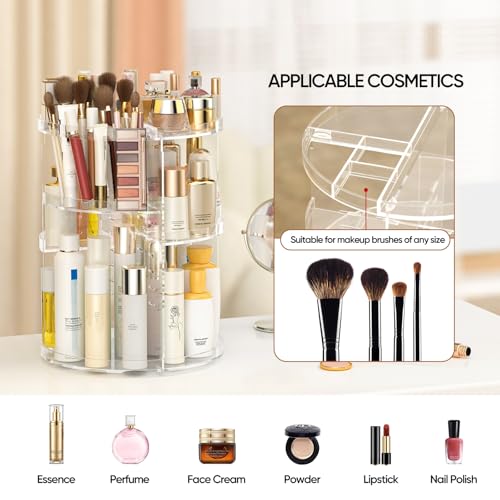 Awenia Small Acrylic Clear 360° Rotating Makeup Organizer - 7 Layers, Adjustable Storage for Cosmetics & Accessories