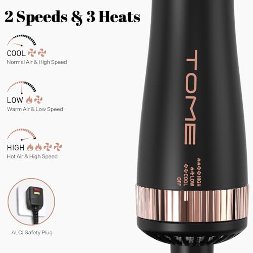 3-Inch Hot Air Brush - 1200W Oval Ceramic Titanium Blowout Styling Tool, Dual Voltage - Black