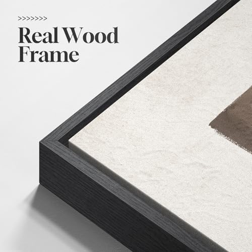 Cuspin 36x24 Inch Modern Abstract Wall Art Frame - Black, White, Brown Geometric Design