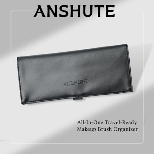 Travel-Ready Makeup Brush Organizer Bag Black - Multi - Zone 9.25 in ¡¿ 16.2 in PU Leather Cosmetic Case, Makeup Brush Holder, Makeup Brush Case