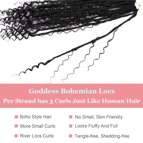Boho Faux Locs Crochet Hair 24 Inch - 8 Packs Soft Curly Ends for Black Women - Variation of THIS listing