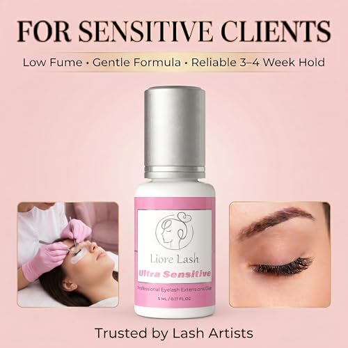 Liore Lash Ultra Dark Sensitive Lash Adhesive – Strong Hold, 3–4 Weeks Retention for Eyelash Extensions