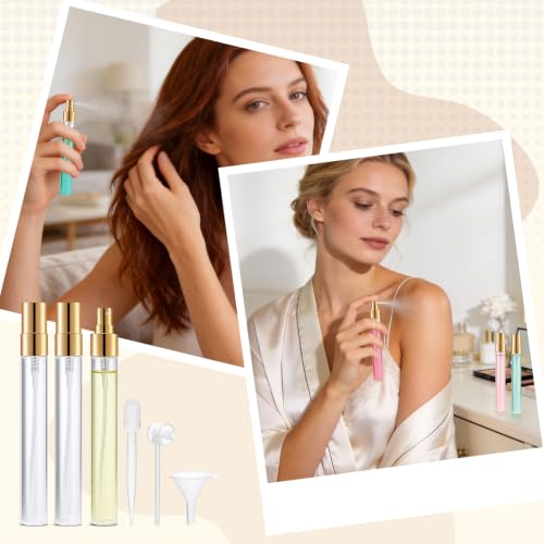 Mini Glass Spray Bottle Set 50 Pcs 10ml Transparent with Golden Cap - Variation of Spray Bottle10ml-50P-Golden