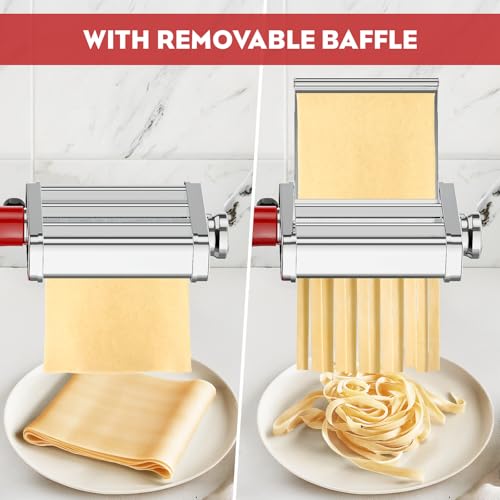 COFUN 3-in-1 Pasta Maker Attachment for KitchenAid Mixer, Metallic Silver